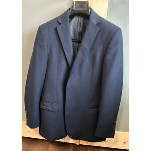 Vitarelli Italy Style Slim Fit 34S 28W Navy Blue Poly Rayon Jacket Pants Suit